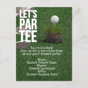 Golf Let's Par tee party invitation with golf ball Postcard