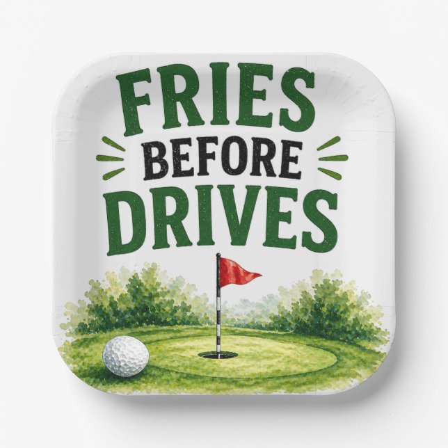 Golf Let's Par Tee themed Fried before drives Paper Plate (Front)