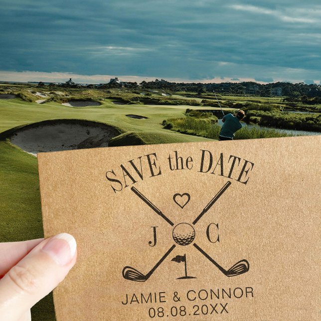 Golf Let's Par-Tee Wedding Save the Date Rubber Stamp (Creator Uploaded)