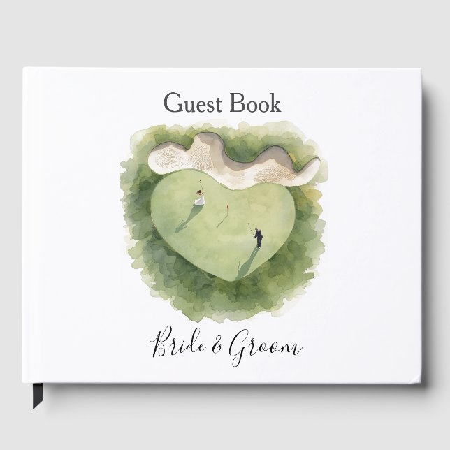 Golf Let's Par tee with Bride and Groom Wedding  Guest Book (Front)