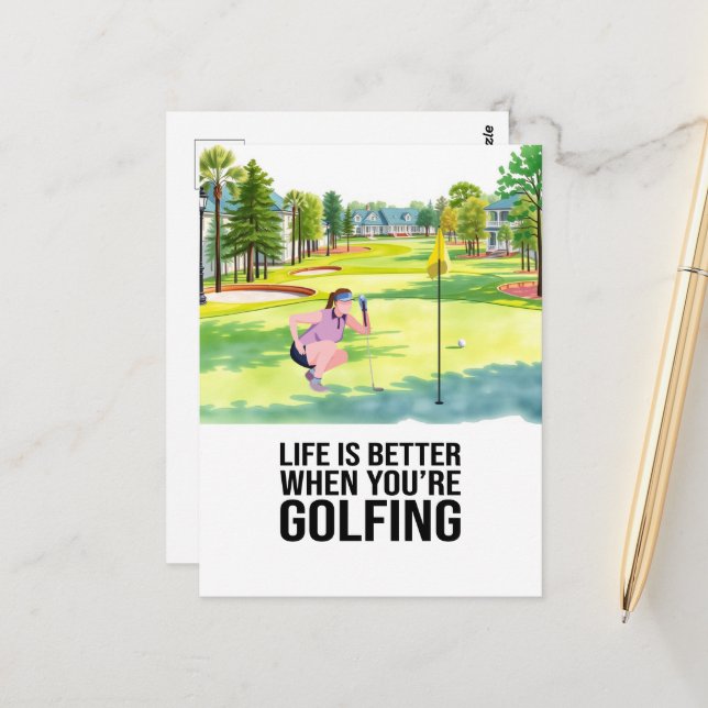 Golf Life is Better when you're Golfing Postcard (Front/Back In Situ)