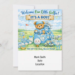 Golf Little Golfer Baby Boy Shower Invitation