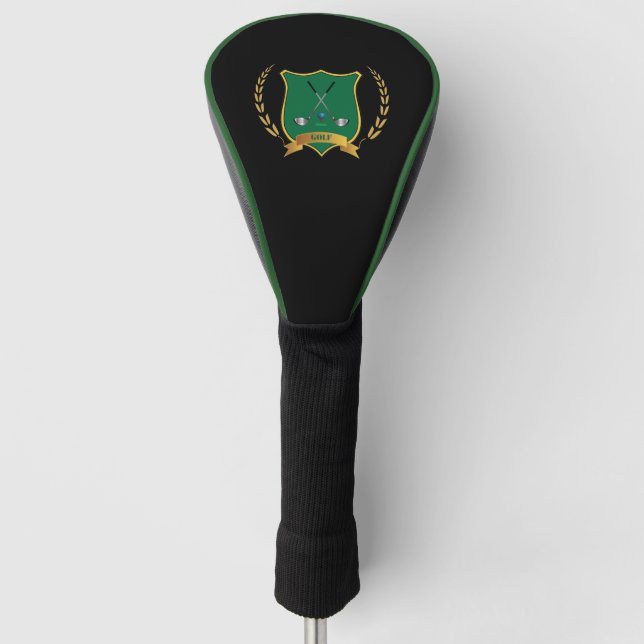 Golf Logo with Golf Clubs on Black Head Cover (Front)