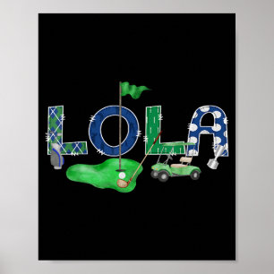 Golf lola hole in one golf 1st birthday boy party poster