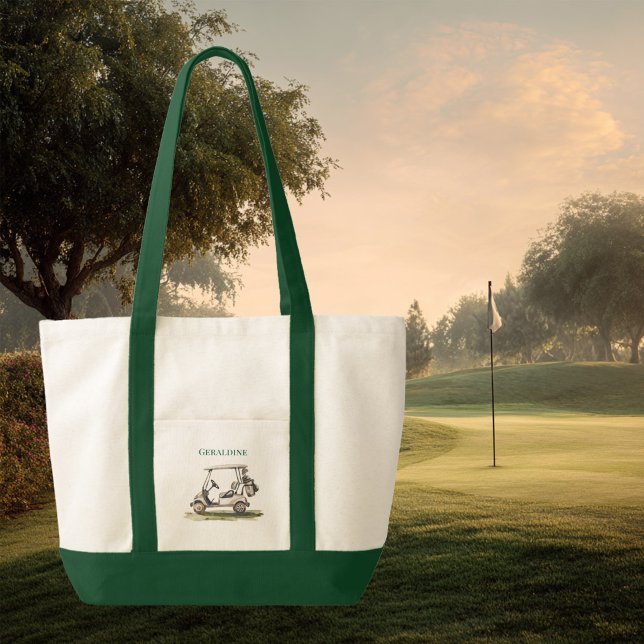 Golf Lover Contrast Trim Tote Bag (Golf lover tote bag)