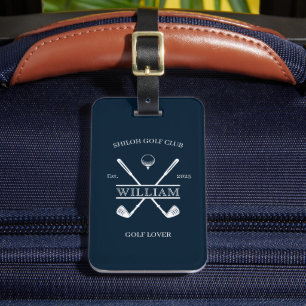 Golf Lover Cross Club Dark Blue Luggage Tag