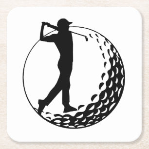Golf Lover, Golfer Square Paper Coaster