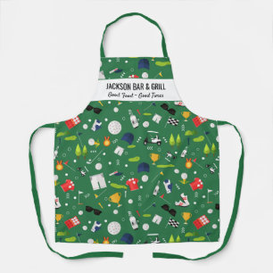 Golf Lover Pattern Custom Chef Golfer Name Apron