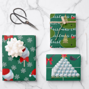 Golf Lover's Cheerful Holiday Wrapping Paper Sheet