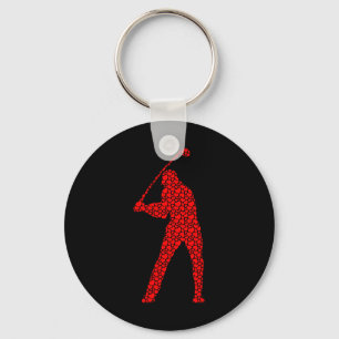 Golf Lovers Valentine Hearts Love Golfer Silhouett Key Ring