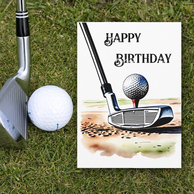 Golf Lovers Watercolor Paint Art Birthday  Card (Creator Uploaded)