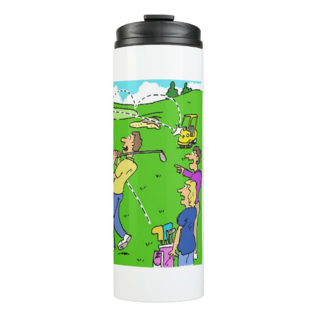 Golf Lucky Trick Shot Cartoon - Funny Thermal Tumbler (Front)