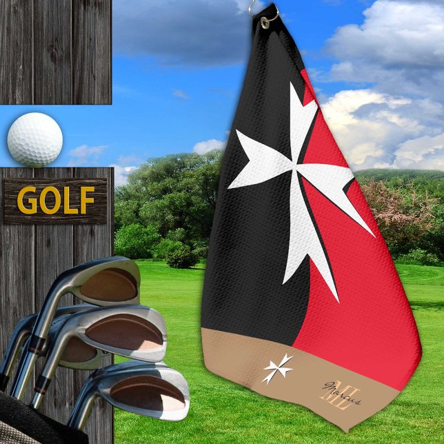 Golf Malta Flag, Maltese Cross monogrammed St John Towel (Creator Uploaded)