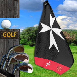 Golf Malta Flag, Maltese Cross monogrammed St John Towel