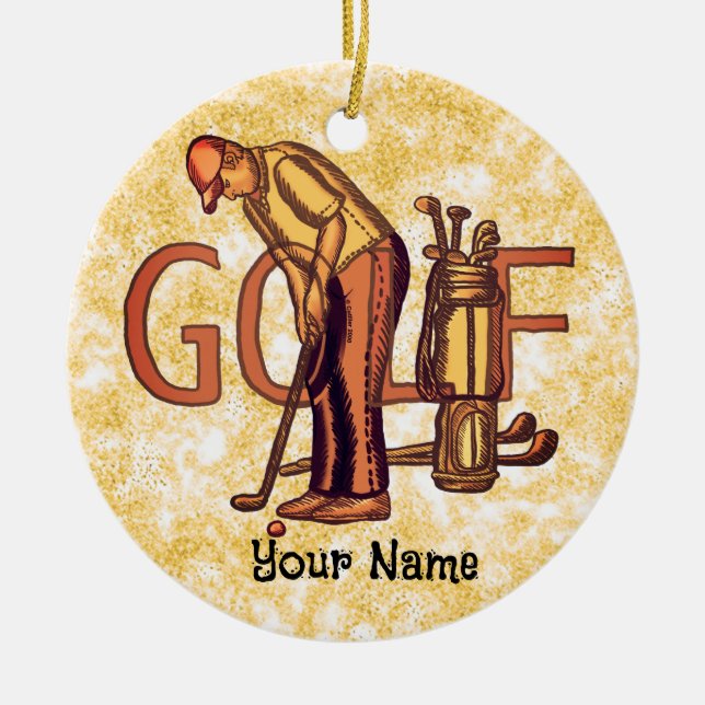 Golf Man Letters Ceramic Ornament (Front)