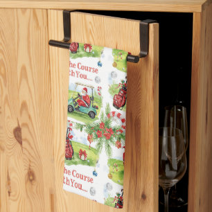 Golf May the course be with you Christmas Santa Tea Towel