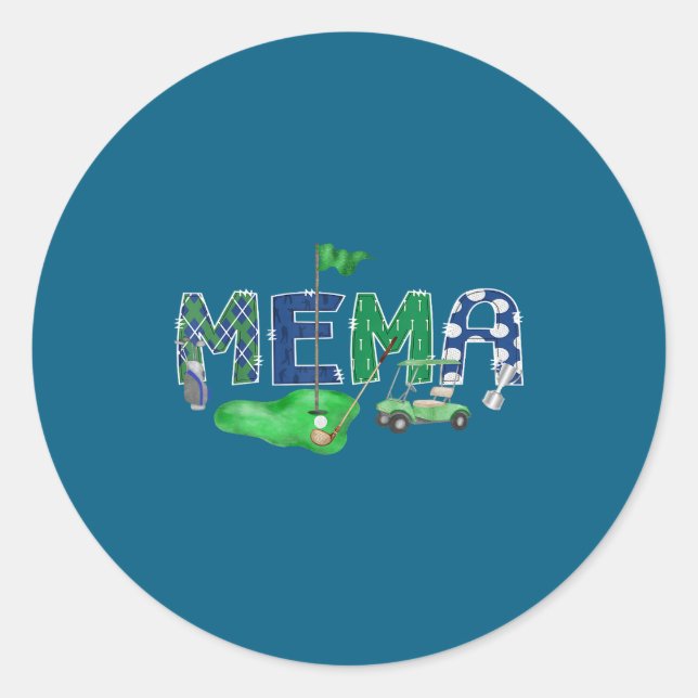 Golf Mema Hole One 1st Classic Round Sticker (Front)