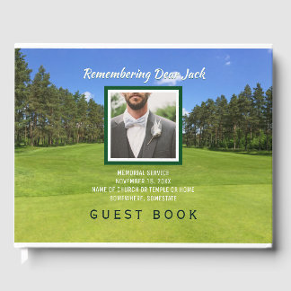 Golf Memorial Service Add Your Own Photo Golfer Guest Book