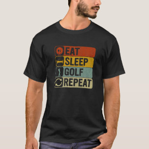 Golf  Men Retro 60s 70s Eat Sleep Golf Repeat T-Shirt