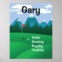 Golf Mens Womens Personalised Name Art Gift Print