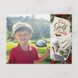 Golf Merry Christmas Family Photo Holiday Postcard