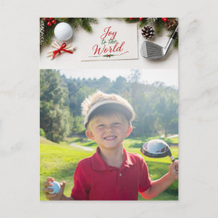 Golf Merry Christmas Family Photo Holiday Postcard