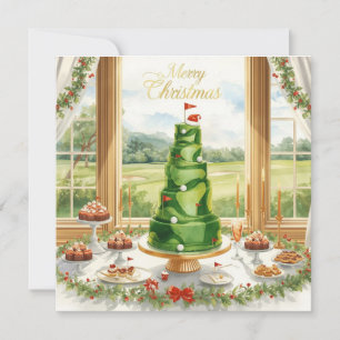 Golf Merry Christmas from Golf Course Clubhouse Holiday Card