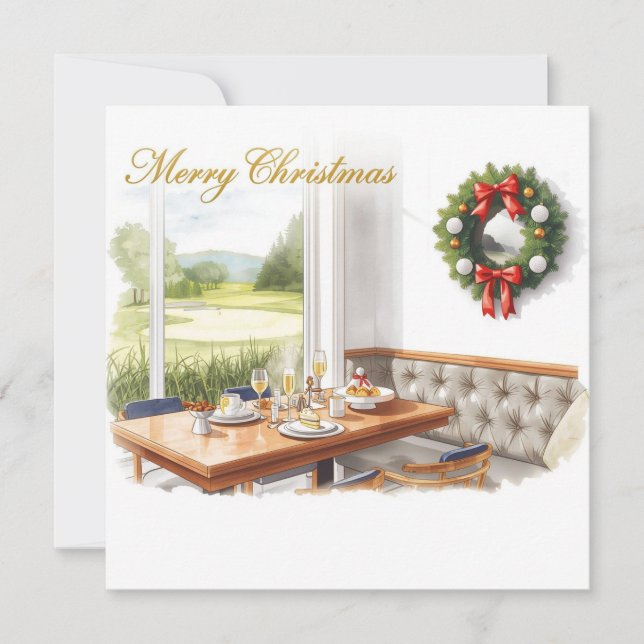 Golf Merry Christmas from Golf Course Clubhouse Holiday Card (Front)