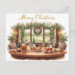 Golf Merry Christmas from Golf Course Clubhouse Holiday Postcard