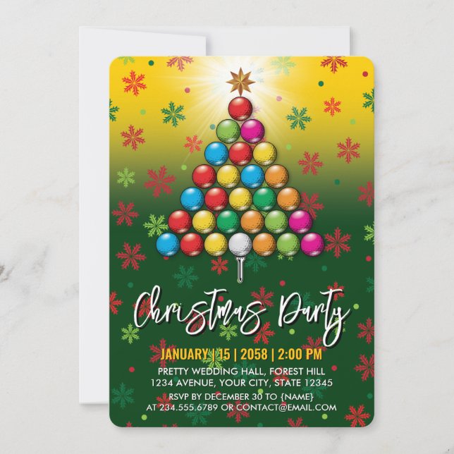 Golf Merry Christmas-Holiday Design Invitation (Front)