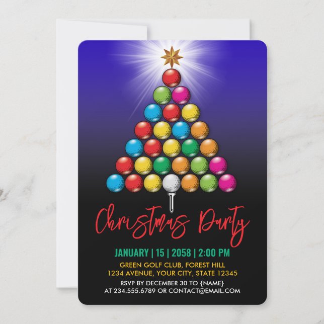 Golf Merry Christmas-Holiday Design Invitation (Front)