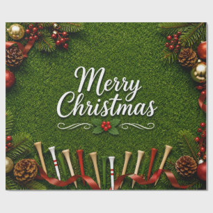 Golf Merry Christmas on Putting Green Holiday  Wrapping Paper