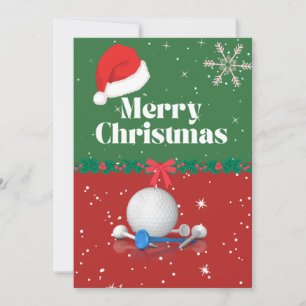 Golf Merry Christmas to Golfer with Santa hat  Holiday Card