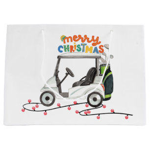 Golf Merry Christmas with golf bag cart