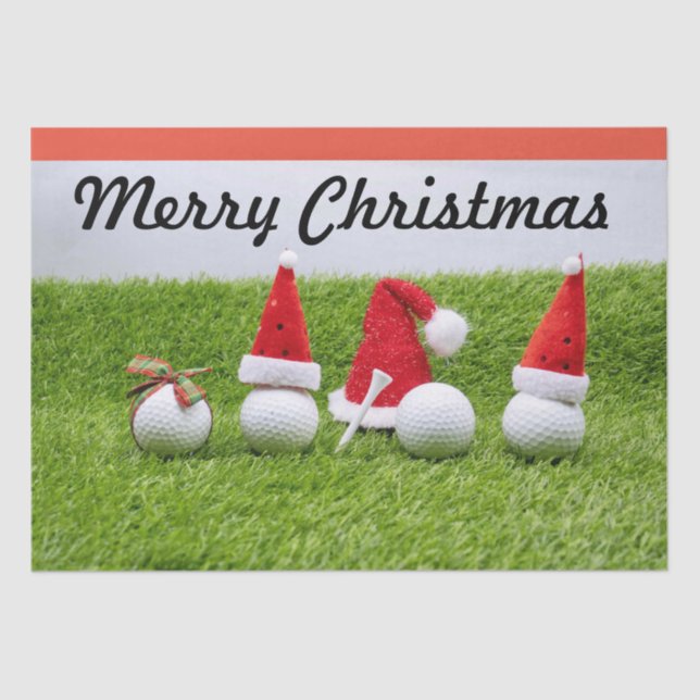 Golf Merry Christmas with golf ball Santa Hat Tissue Paper (Front)