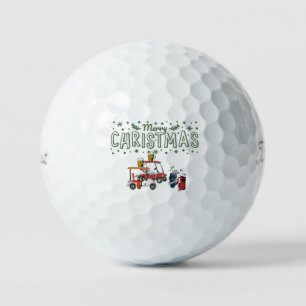 Golf Merry Christmas with golf cart and beer Golf Balls