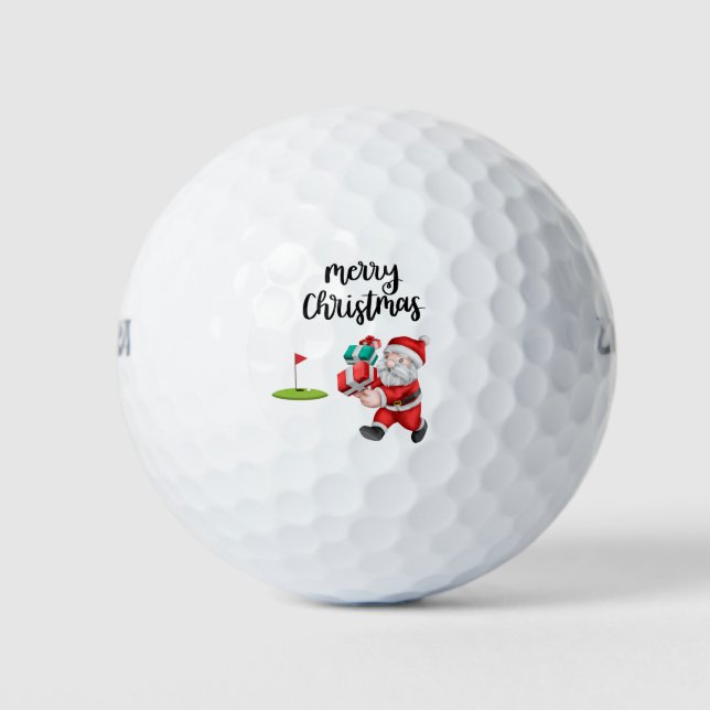 Golf Merry Christmas with Santa Claus at flag    Balls (Front)