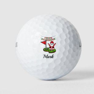 Golf Merry Christmas with Santa Claus at flag Balls