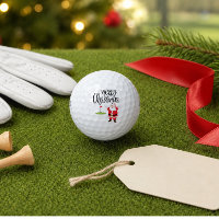 Golf Merry Christmas with Santa Claus at flag