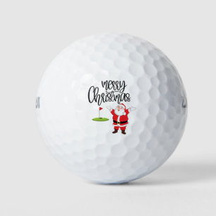 Golf Merry Christmas with Santa Claus at flag  Balls