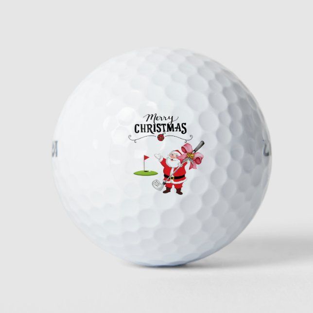 Golf Merry Christmas with Santa Claus at flag  Balls (Front)