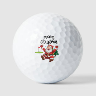 Golf Merry Christmas with Santa Claus at flag  Balls