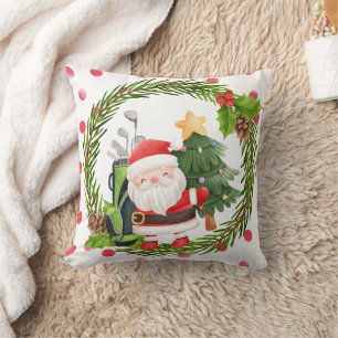 Golf Merry Christmas with Santa Claus golfing Cushion