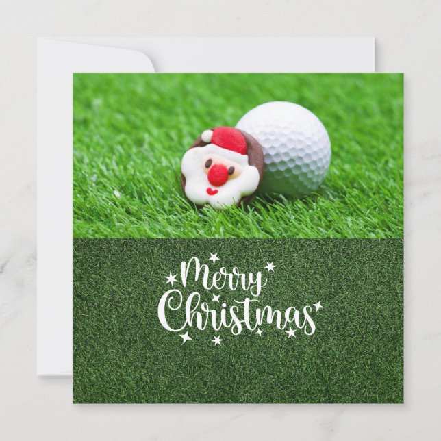 Golf Merry Christmas with Santa Claus  Holiday Card (Front)