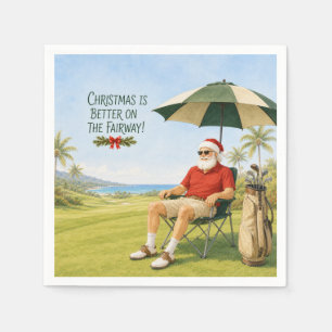 Golf Merry Christmas with Santa Claus Napkin