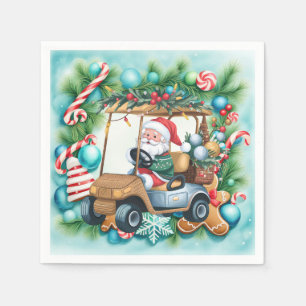 Golf Merry Christmas with Santa Claus Napkin