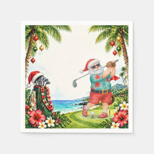 Golf Merry Christmas with Santa Claus Napkin