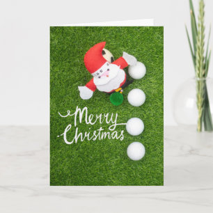 Golf Merry Christmas with Santa Claus on green    Card