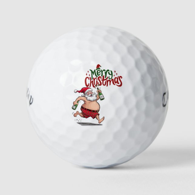 Golf Merry  Christmas with Santa Claus to golfer  Balls (Front)
