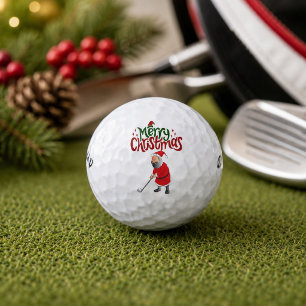 Golf Merry  Christmas with Santa Claus to golfer  Balls